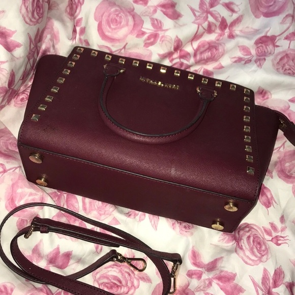 Mk michael kors merlot maroon burgundy selma bag - Picture 2 of 8